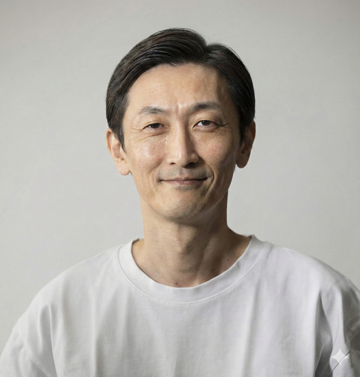 髪型がサラリーマン風に変わり、顔も変化している