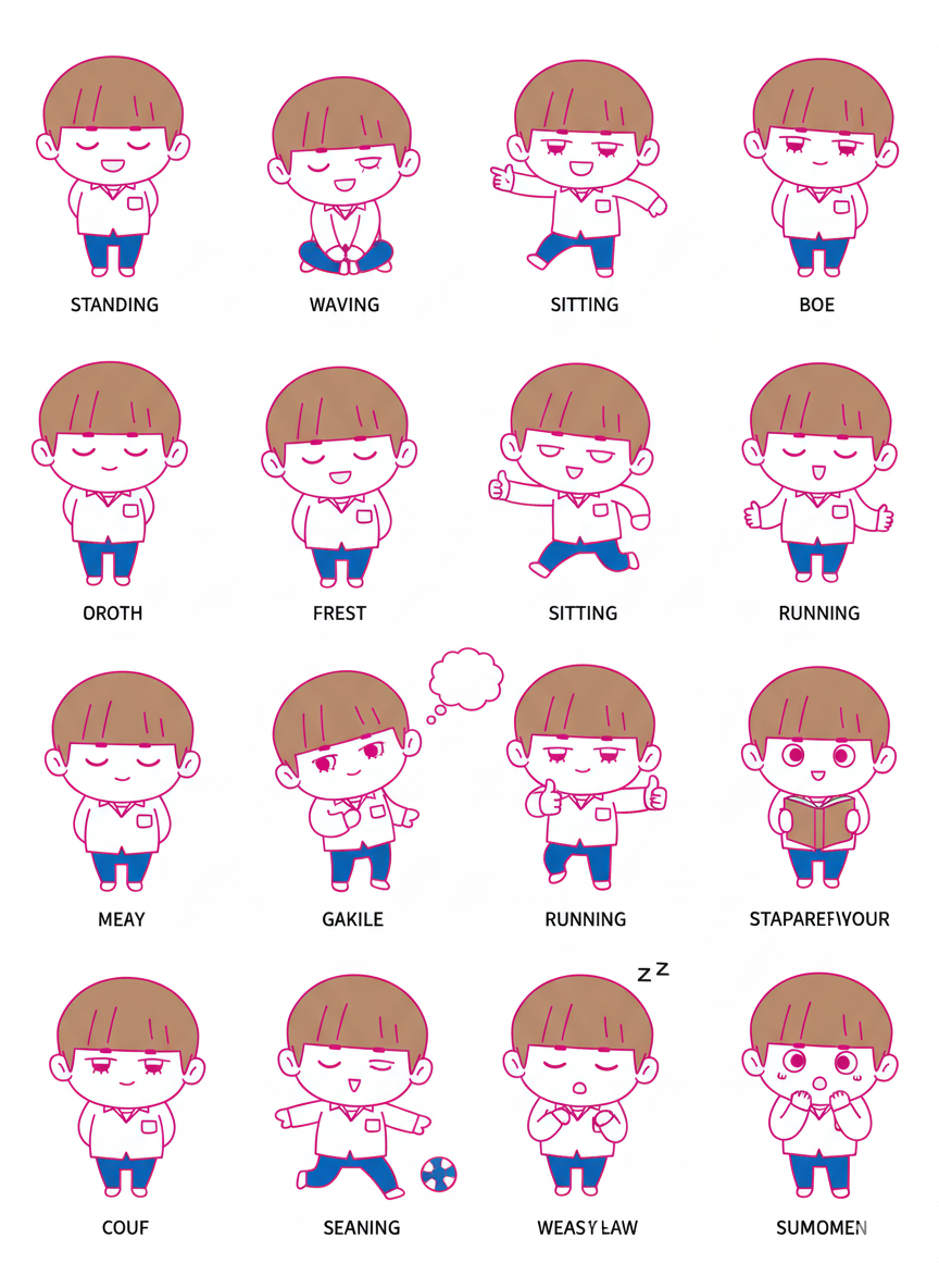 イラストのポーズや表情が全部違う20パターン